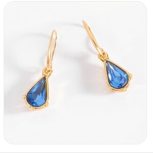 Gold Plated Elegant Blue and‎ Gold Teardrop Earrings
